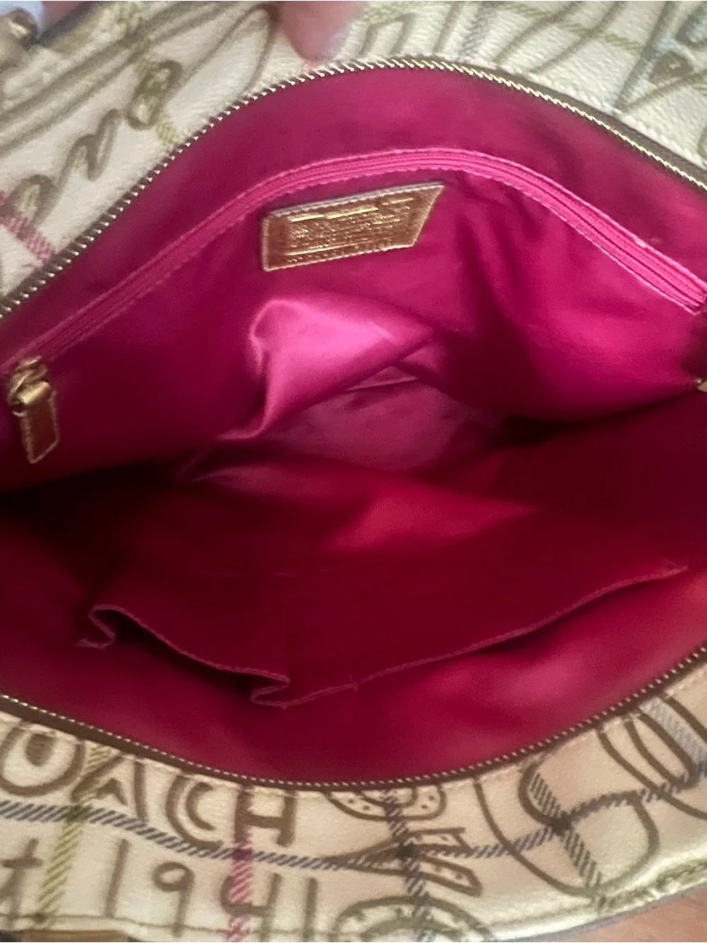 Coach 2009 Heritage Tattersall Graffiti Golden Tote Bag & Matching Wristlet
